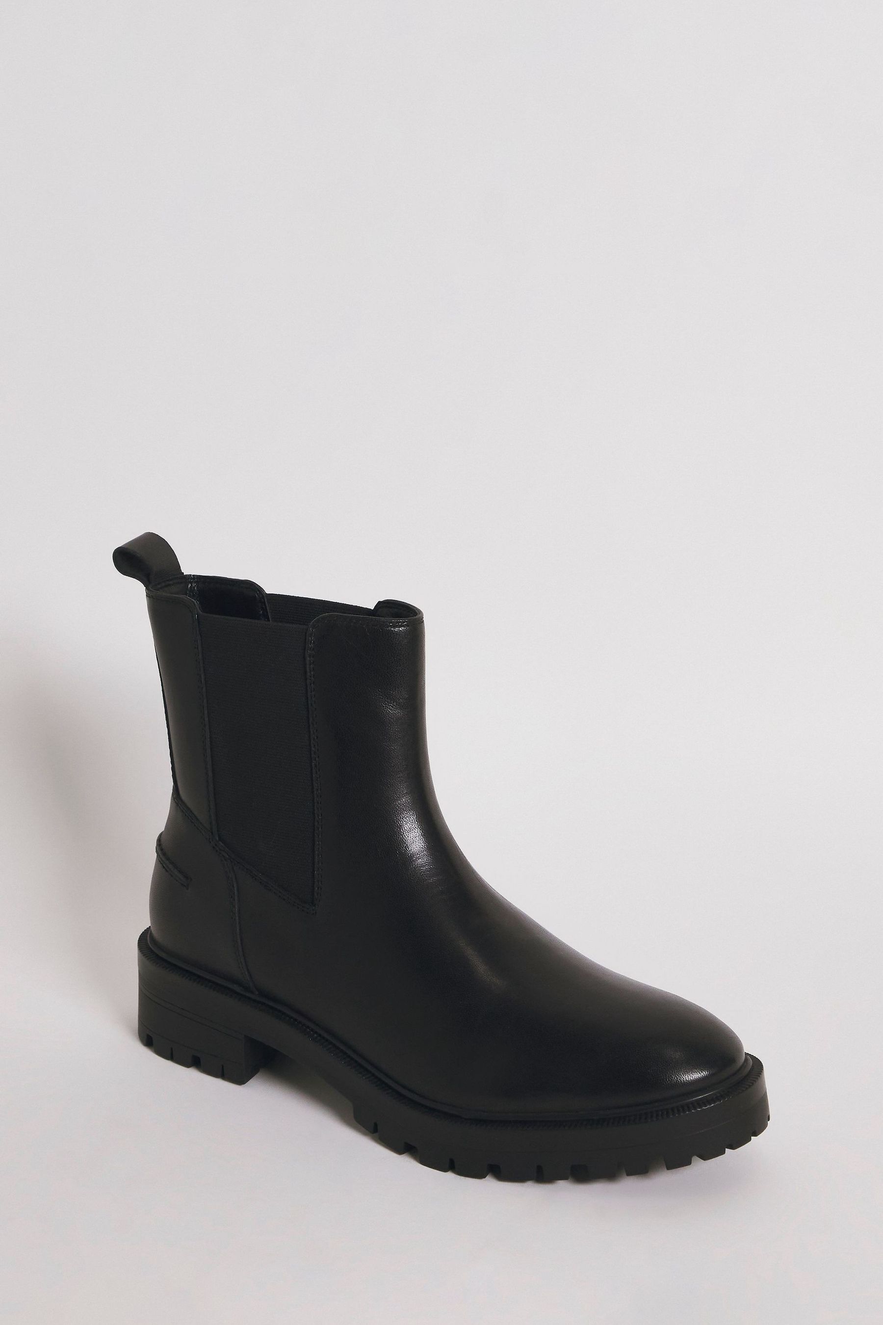 Buy JD Williams Leather Chunky Chelsea Black Boots In Extra Wide