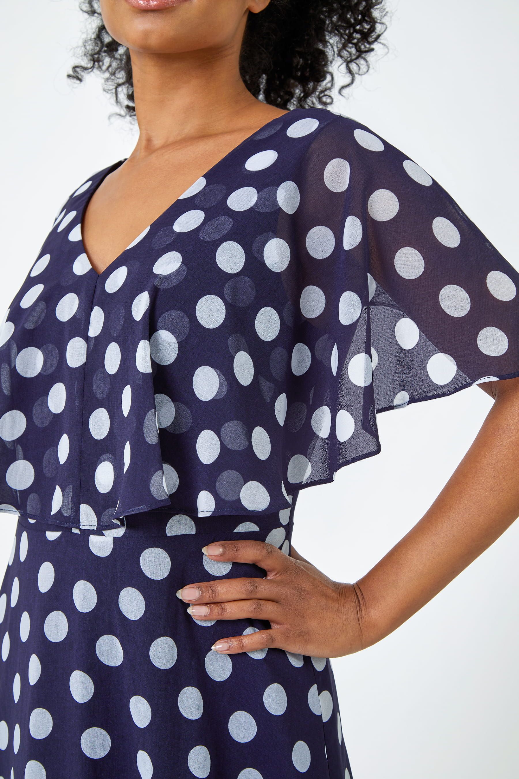 Petite navy polka dot dress sale