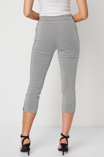 Roman Black Gingham Cropped Stretch Trousers