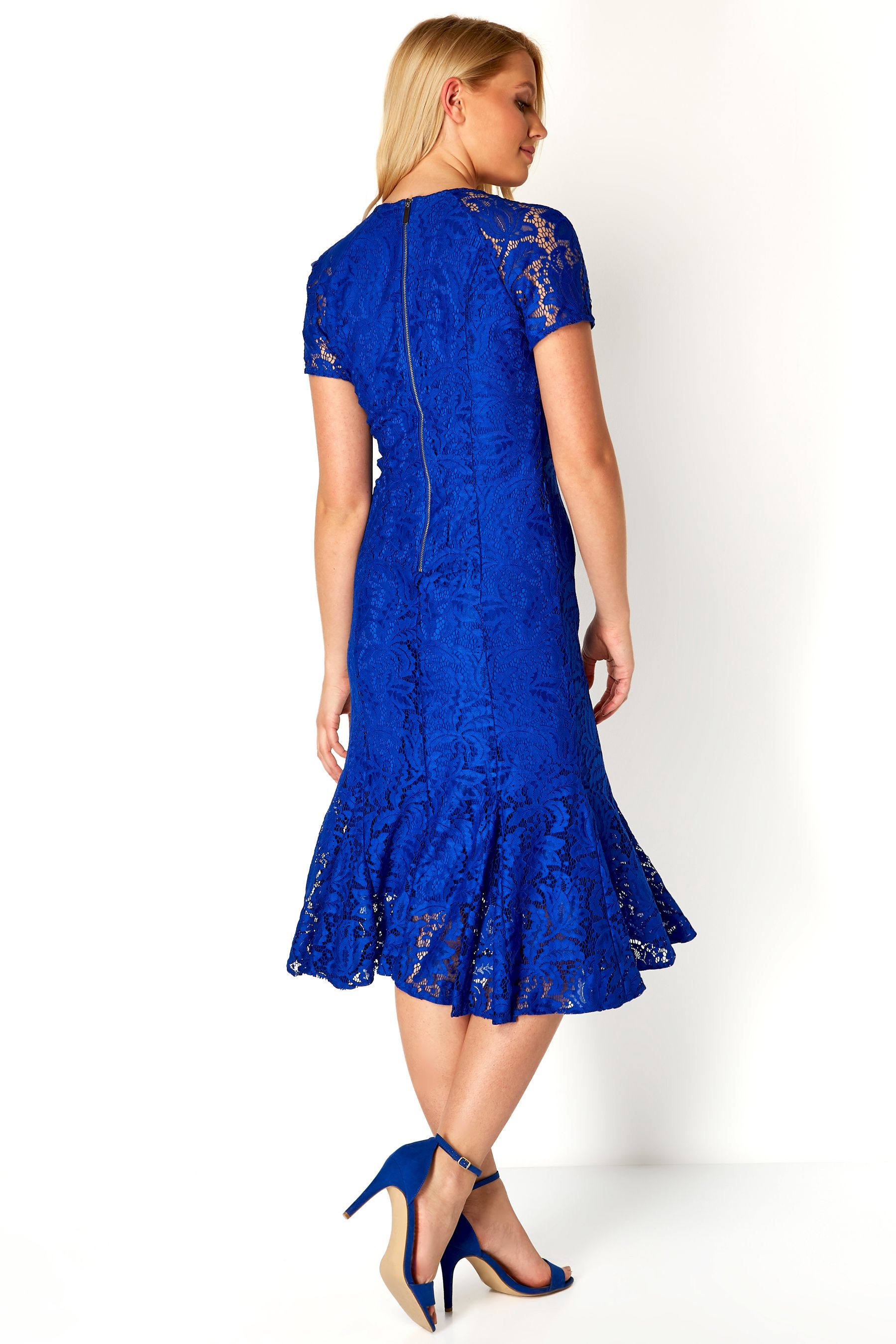 Buy Roman Blue Flute Hem Lace Midi Dress from the Next UK online shop