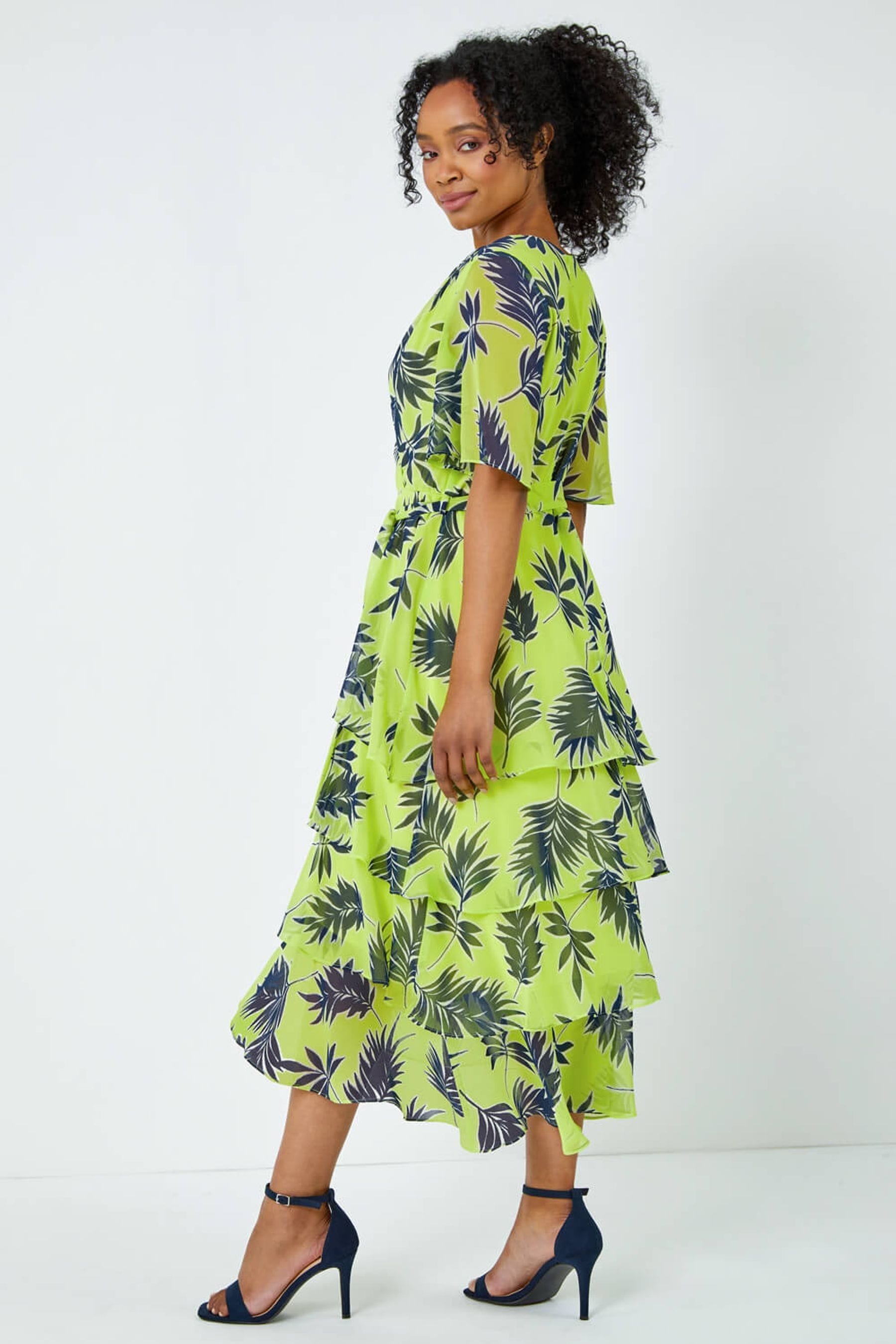 Tropical print dress top mango