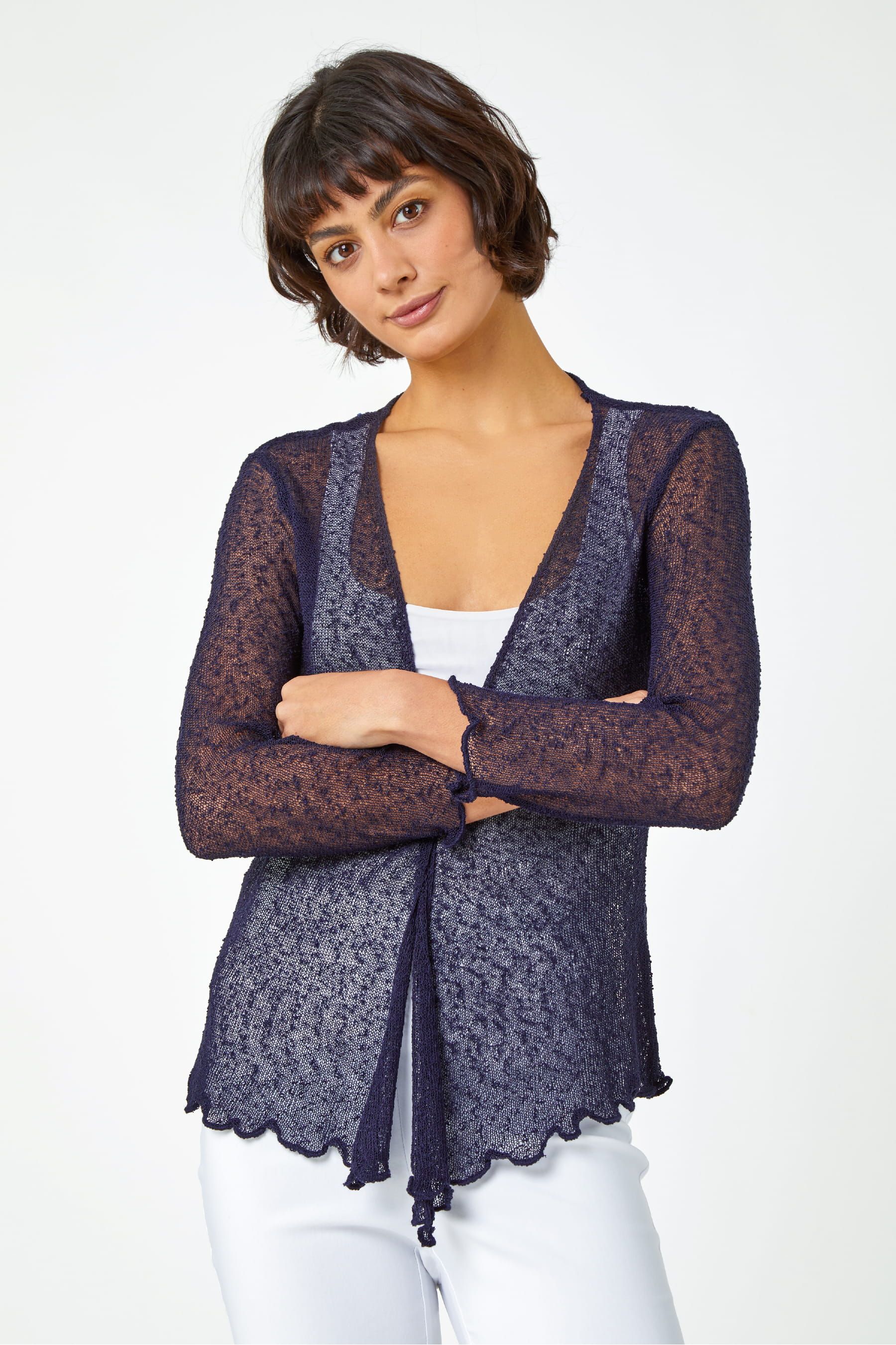 Buy Roman Blue Textured Pointelle Detail Shrug from the Next UK