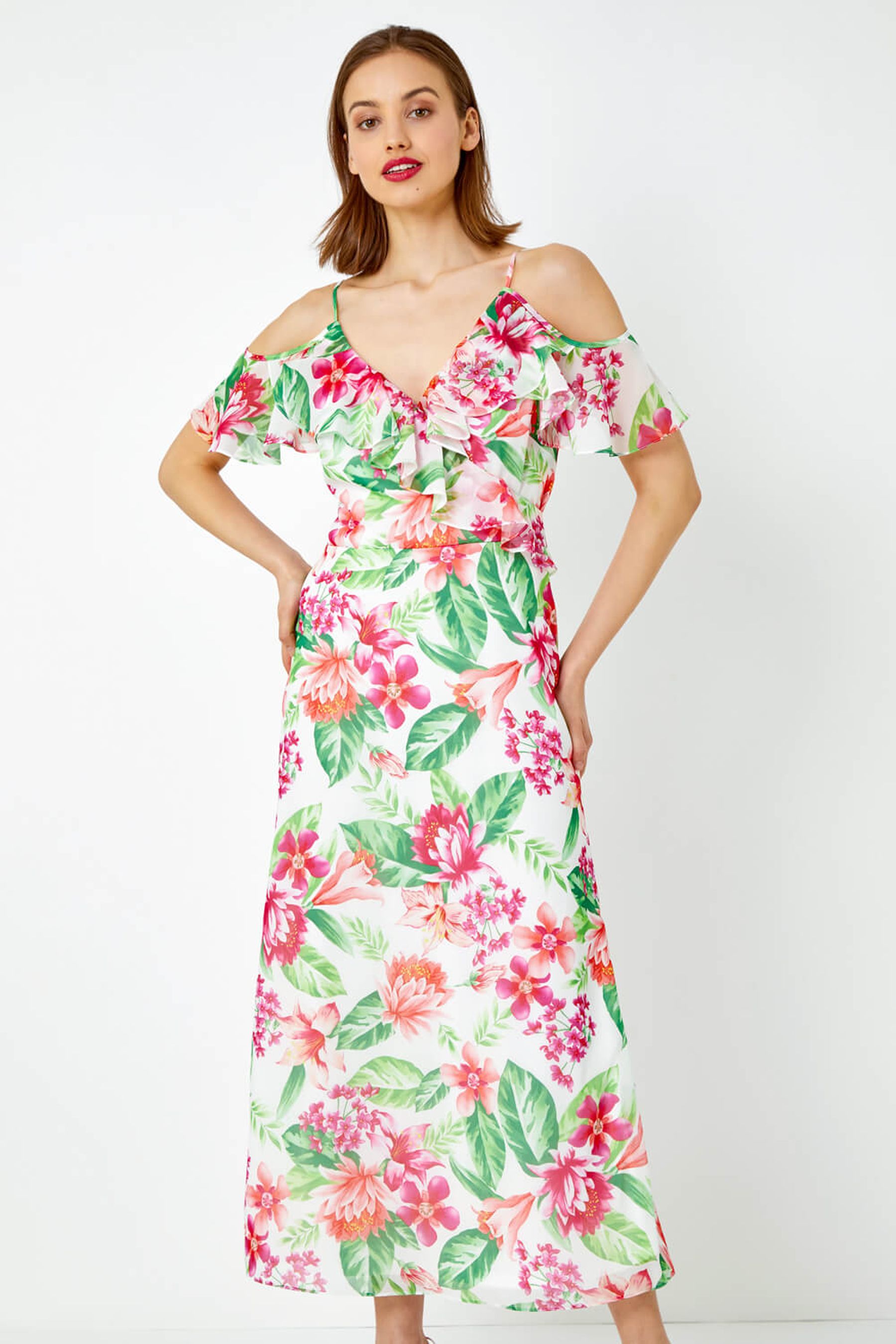 Roman cold deals shoulder dress