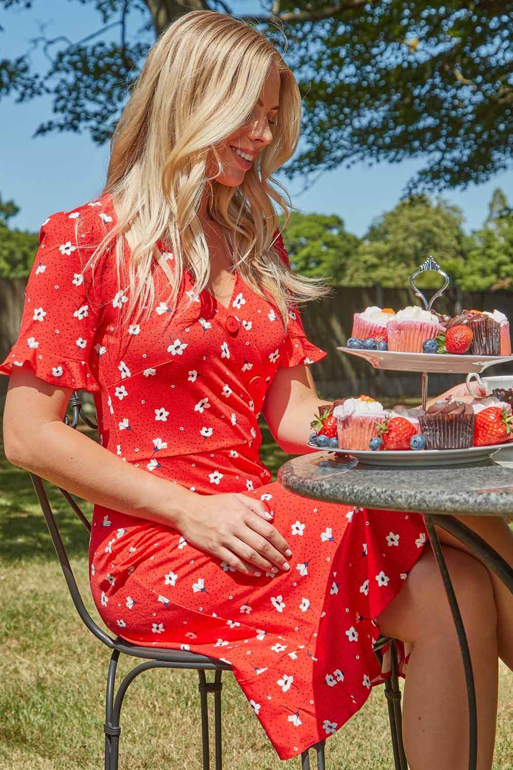 Button sales tea dress
