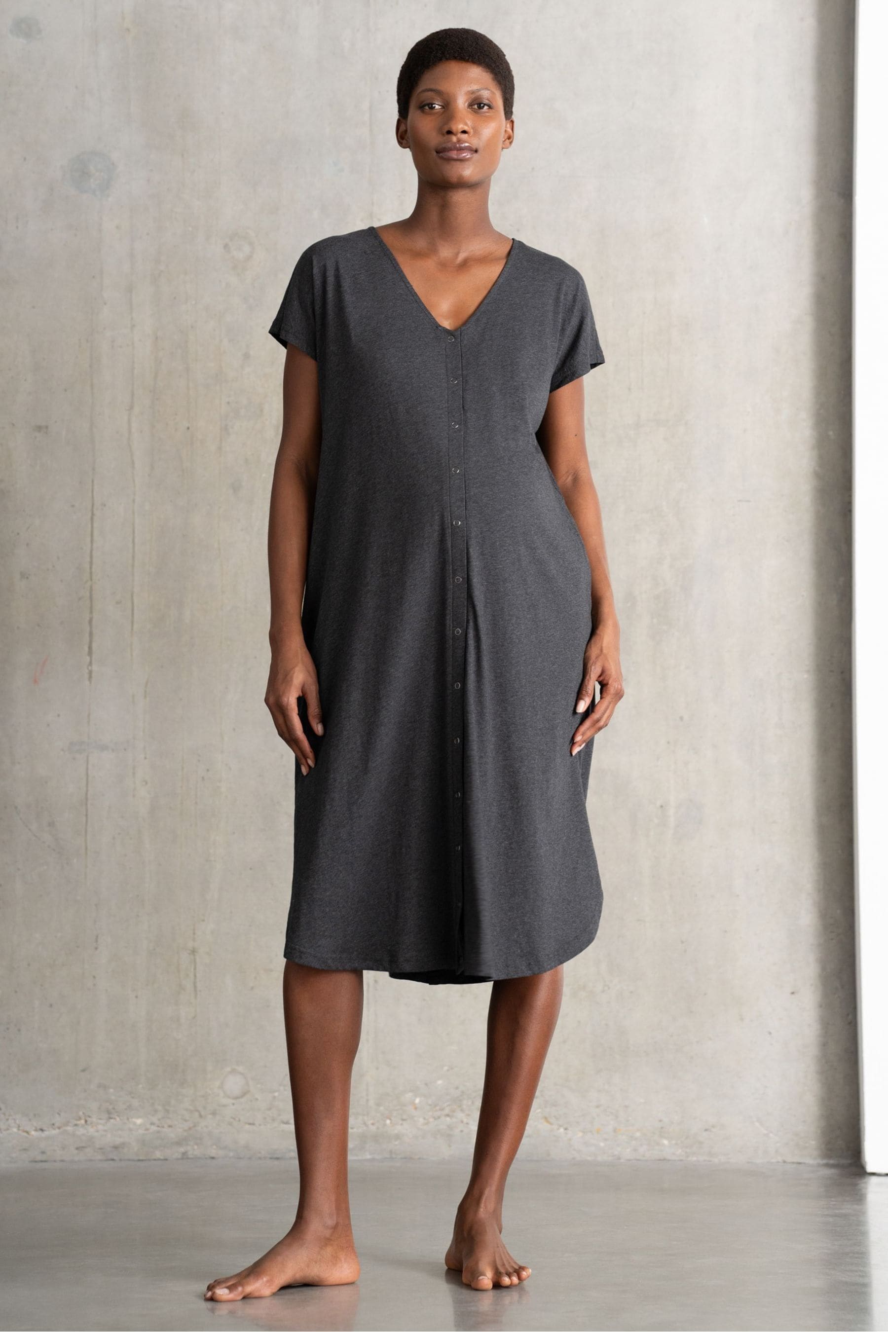 Seraphine Black Midi Birthing and Maternity Dress