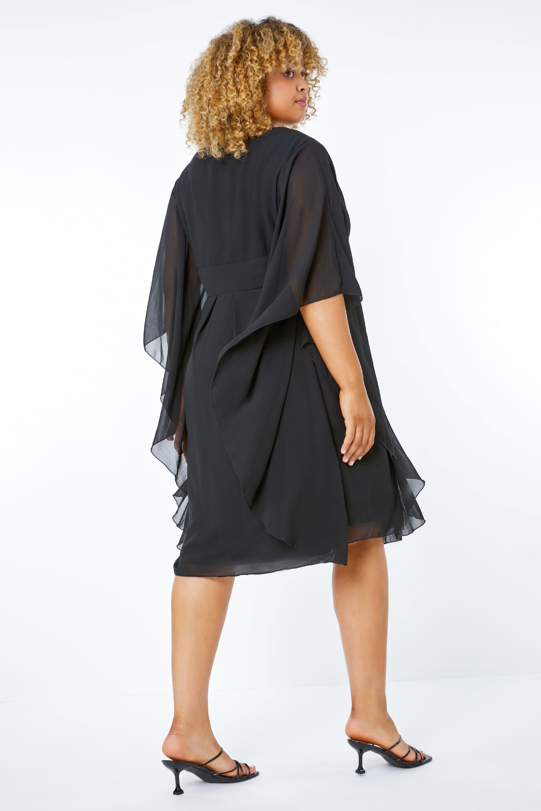 Black chiffon overlay dress shop
