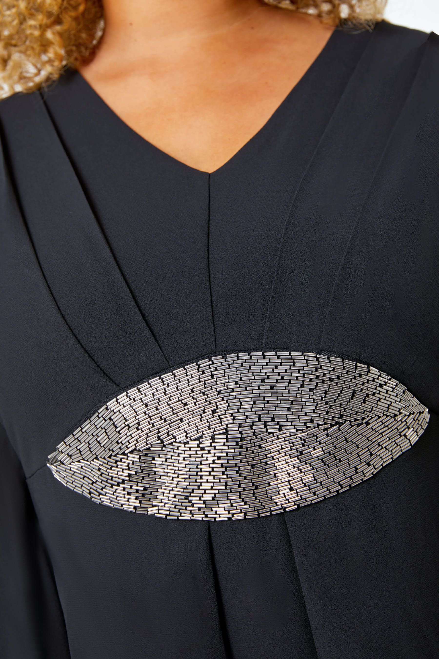 Embellished neck chiffon overlay dress hotsell