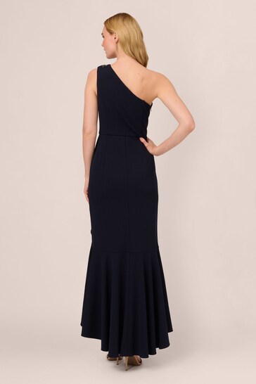 Adrianna Papell Blue Studio Beaded Knit Crepe Gown