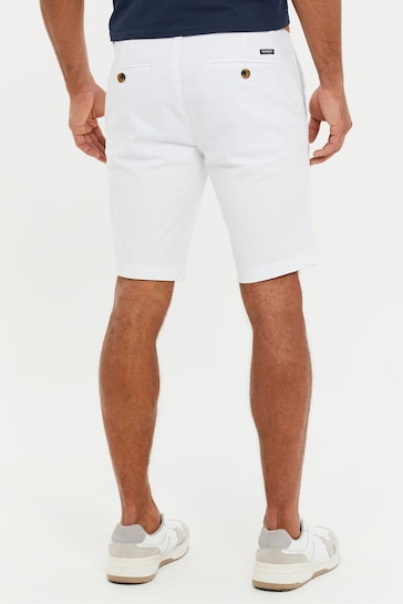Threadbare White Cotton Stretch Turn-Up Chino Shorts with Woven Belt