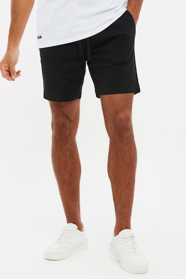 Threadbare Black Pull On Cotton Chino Shorts