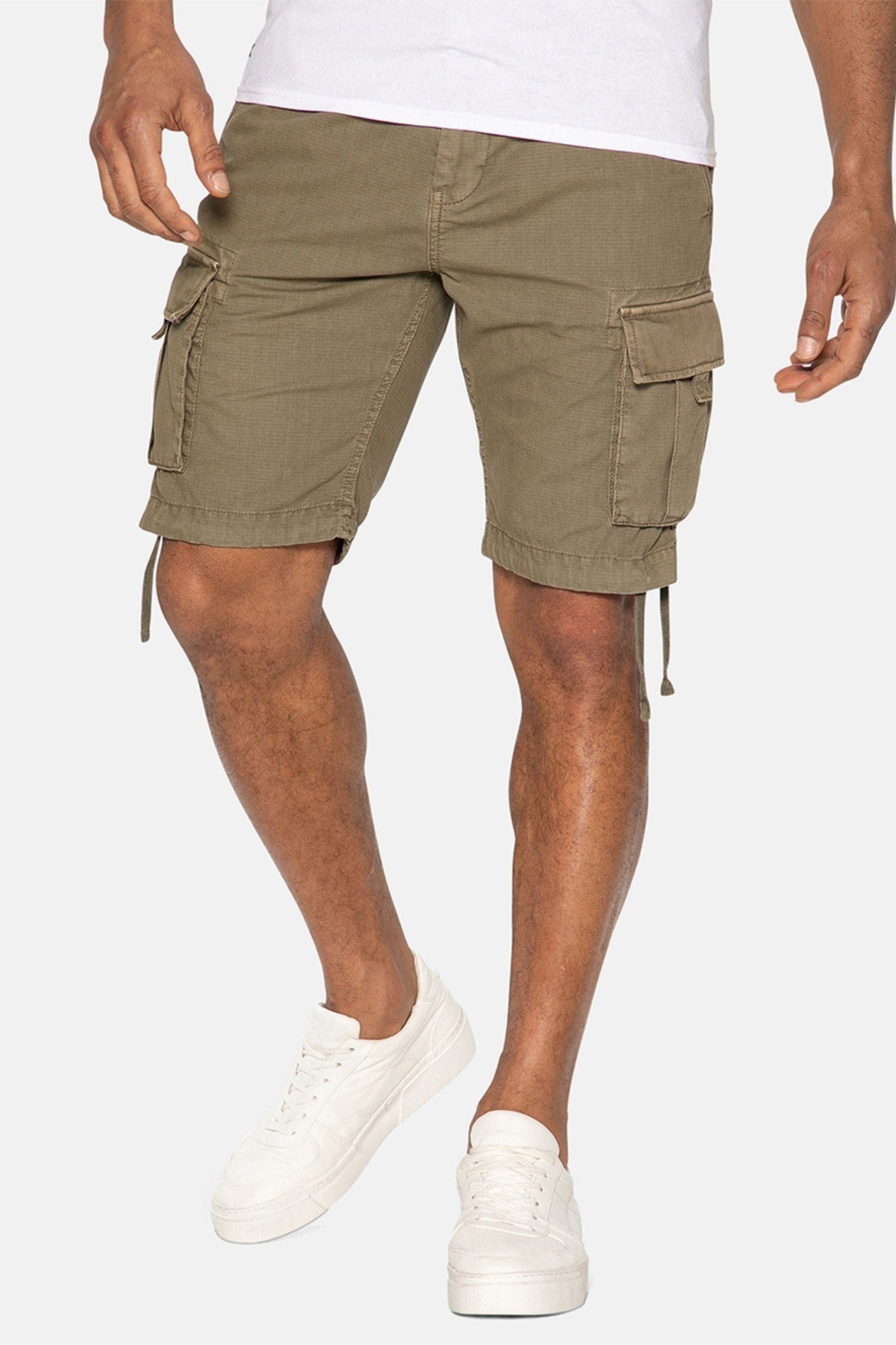 Buy Threadbare Khaki Green Manchester Cotton Cargo Shorts from the