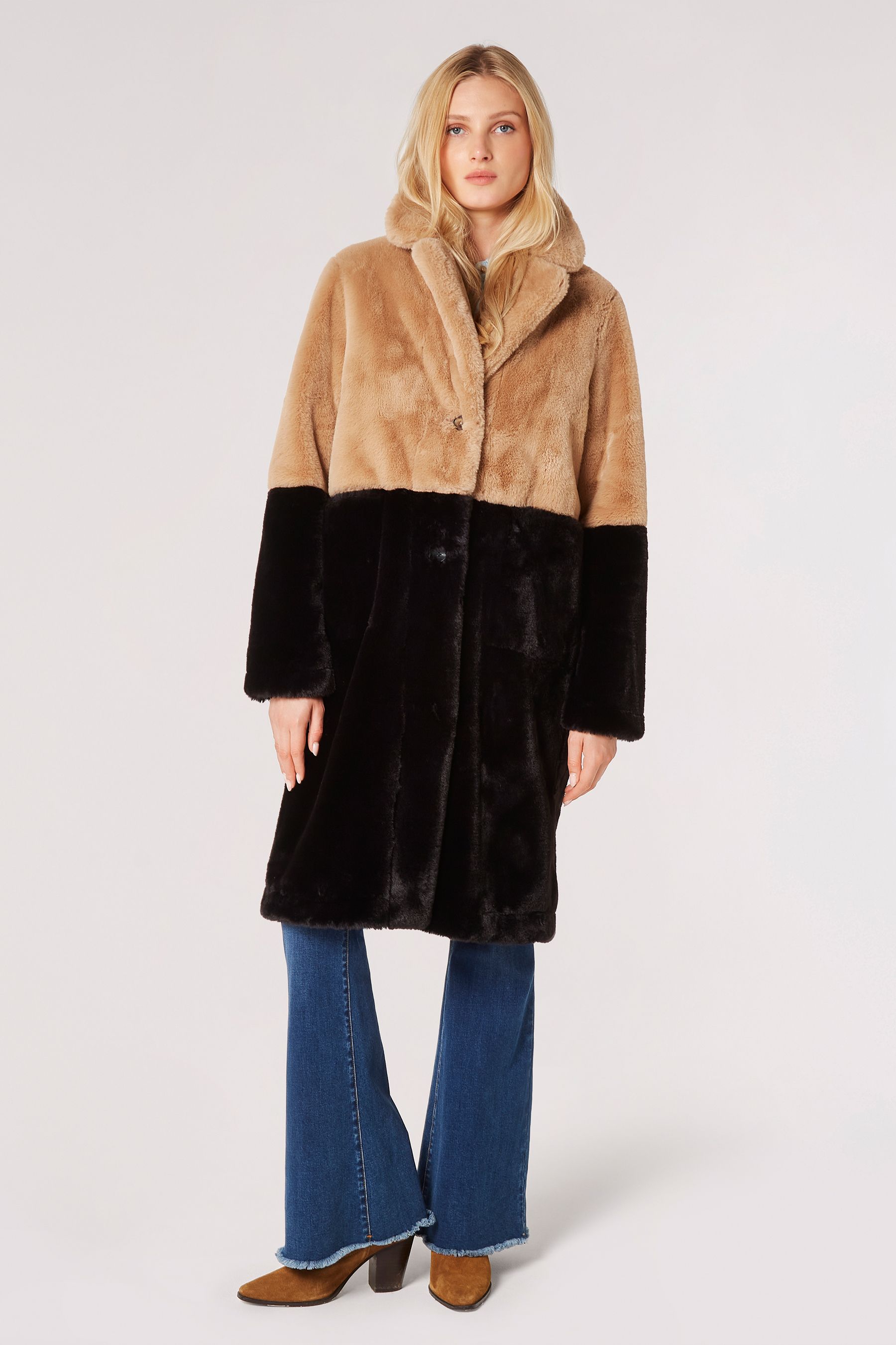 Suede and fur clearance coat