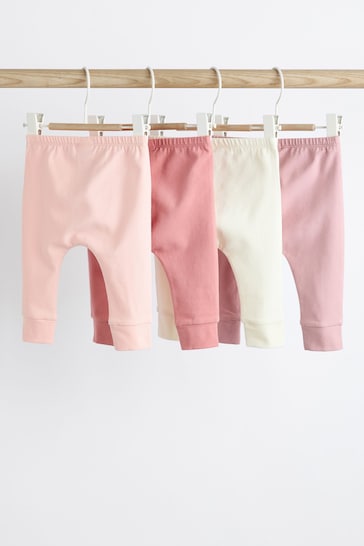 Pink Plain Baby Leggings 4 Pack