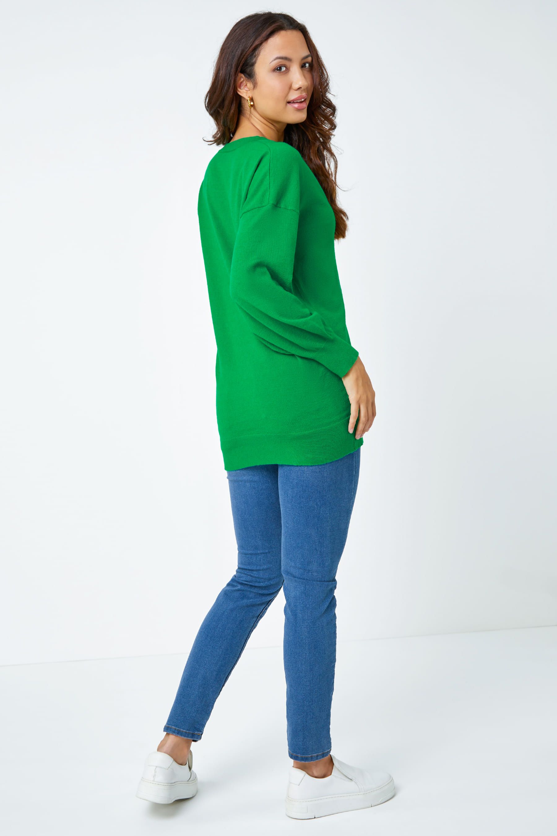 Buy Roman Green V Neck Long Sleeve Jumper from the Next UK online shop
