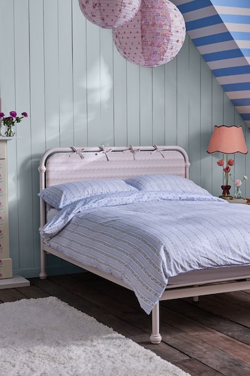 Cath Kidston Pink Upholstered Metal Tie Bed