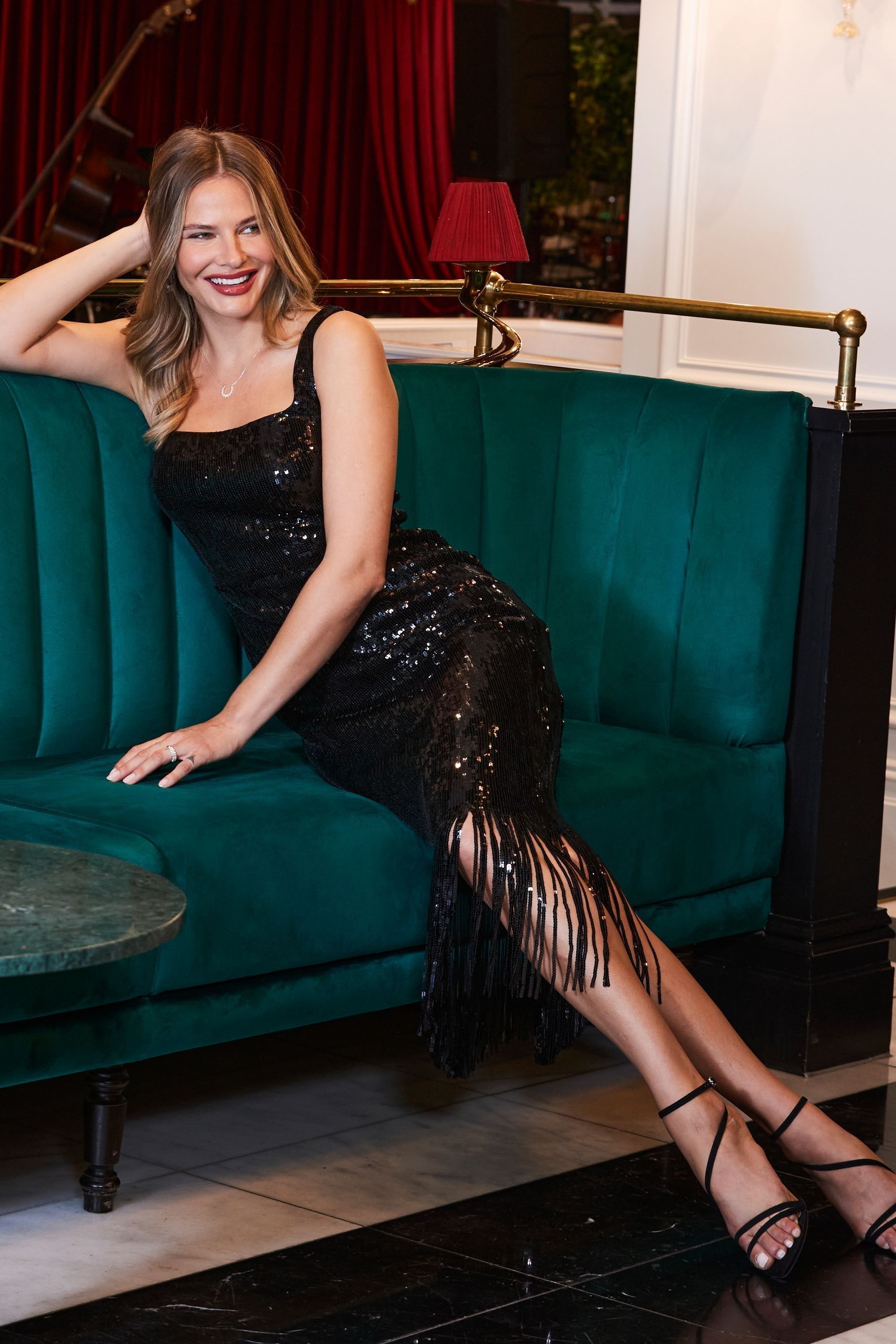 Black dress sale with fringe hem