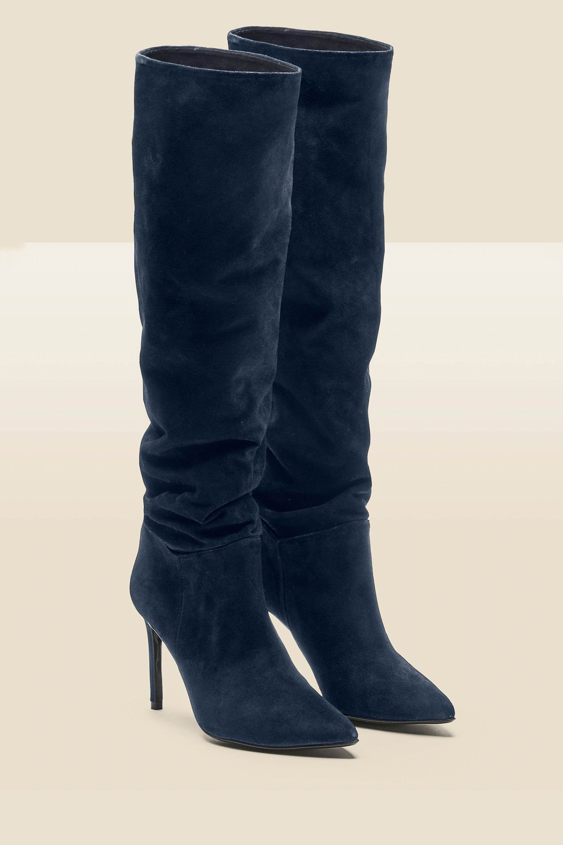 Buy Sosandar Blue Suede Slouch Stiletto Heel Knee High Boots from the Next UK online shop