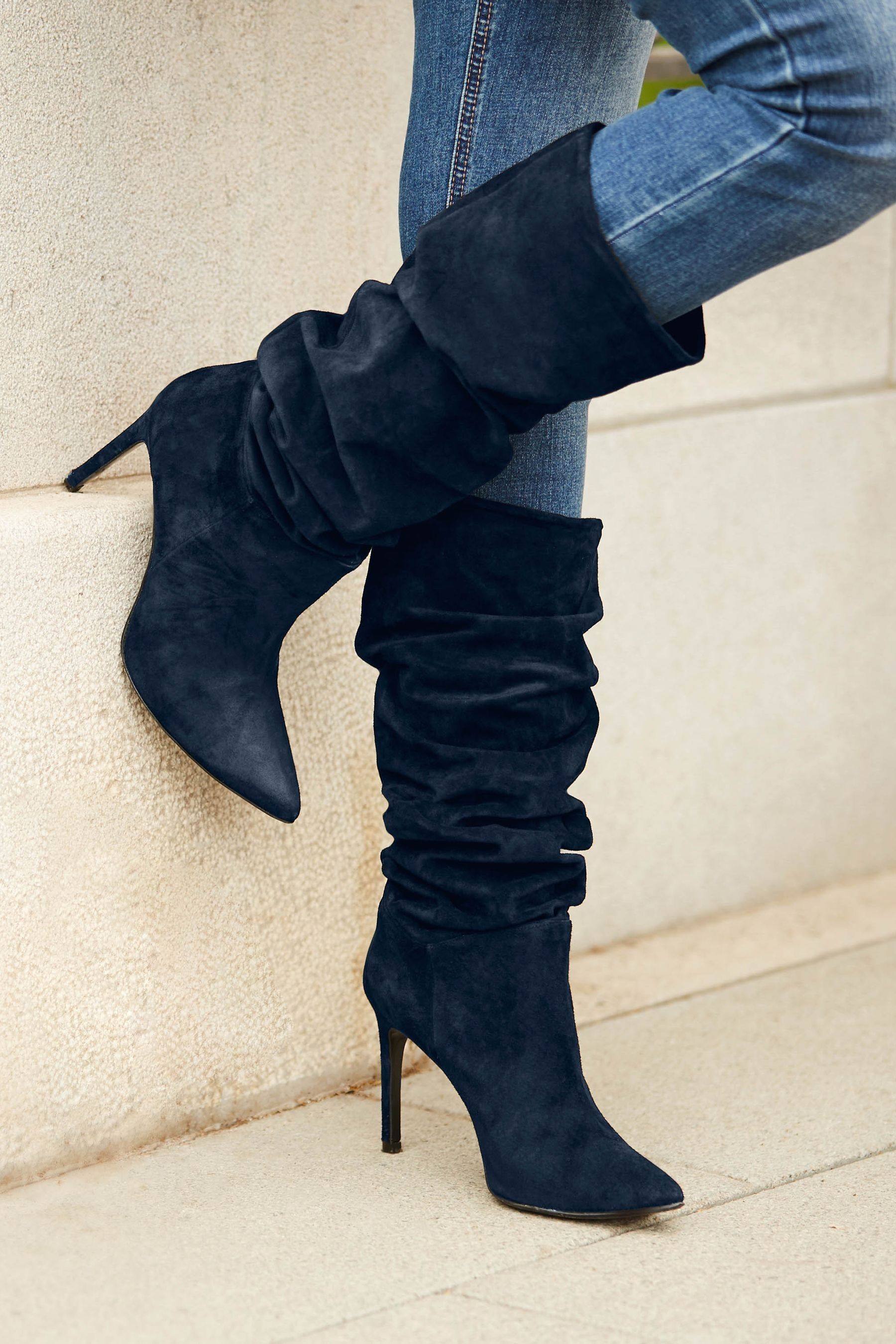 Next blue top suede boots