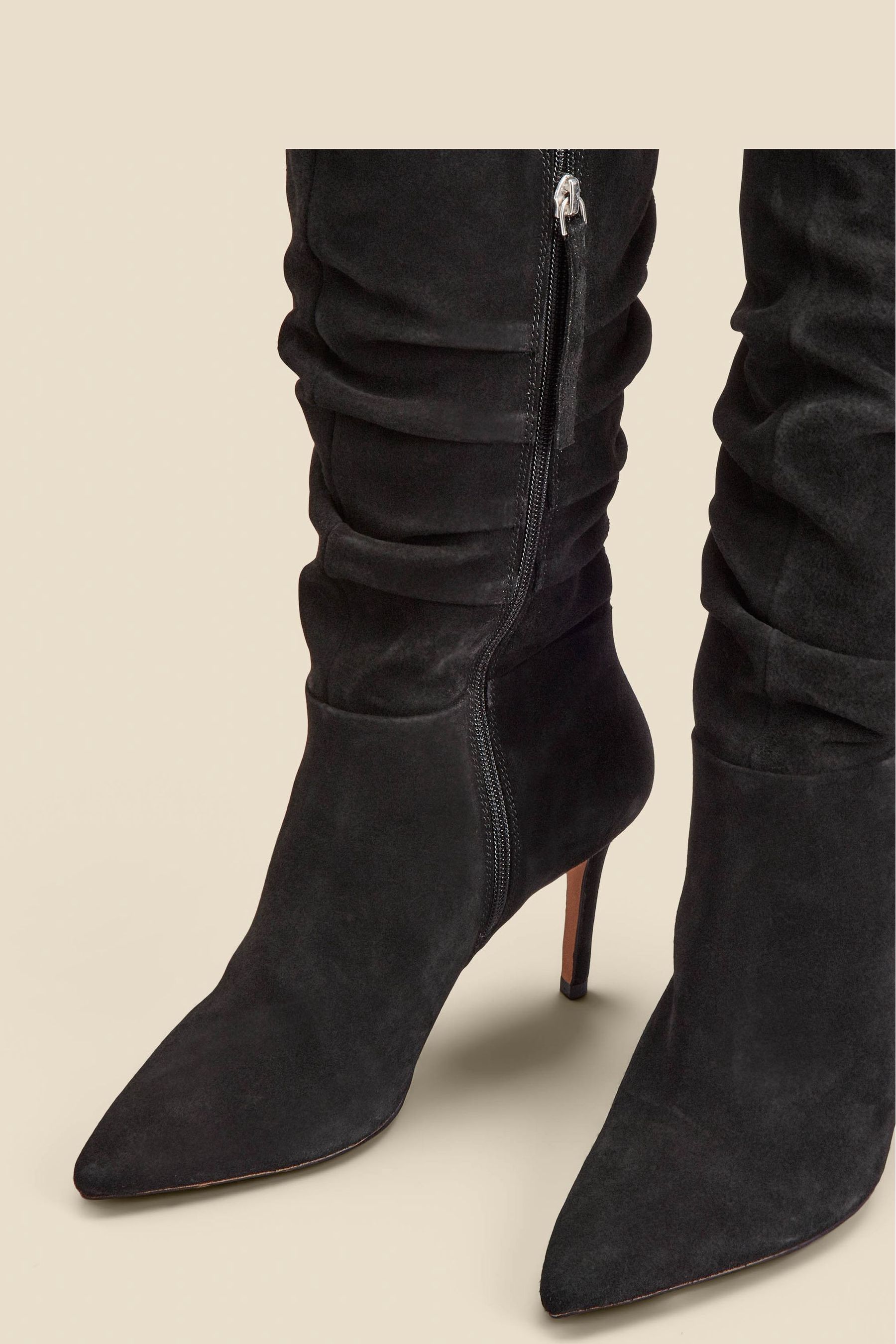 Buy Sosandar Black Suede Slouch Stiletto Heel Over The Knee High