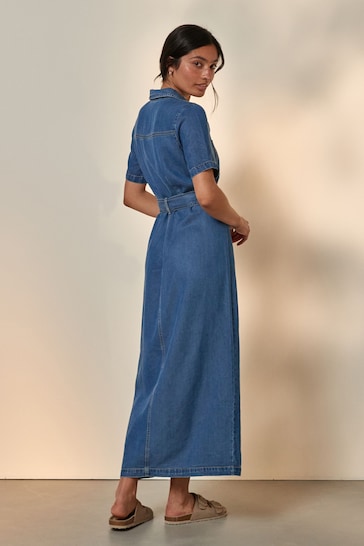 Mid Blue Denim Maxi Dress