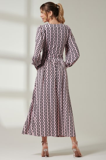 Jolie Moi Pink Renea Long Sleeve Maxi Dress
