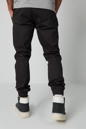 Threadbare Black Slim Fit Cuffed Casual Trousers With Stretch
