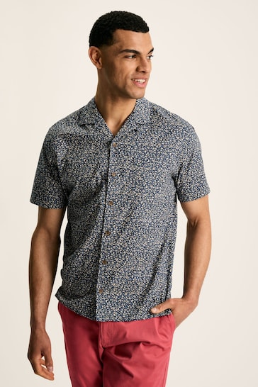 Joules Revere Blue Floral Printed Short Sleeve Shirt