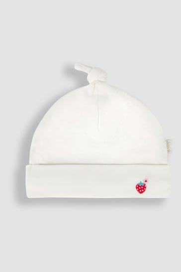 JoJo Maman Bébé Cream Embroidered Cotton Baby Hat