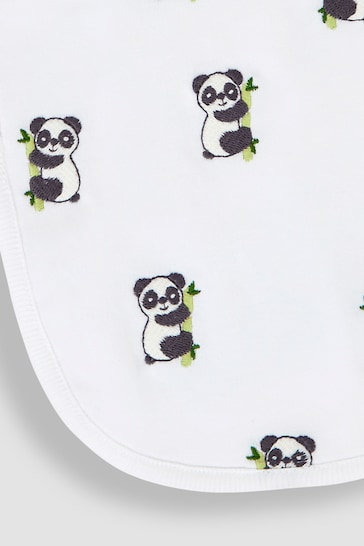JoJo Maman Bébé White Panda Embroidered Bibs