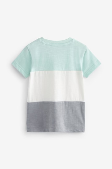 Blue/Grey Short Sleeve Colourblock T-Shirt (3mths-7yrs)