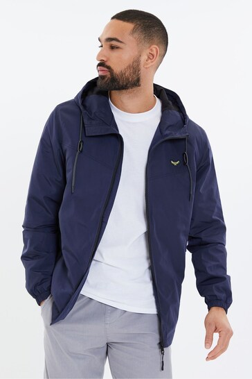 Threadbare Blue Lightweight Zip Through Hooded Mac Jacket
