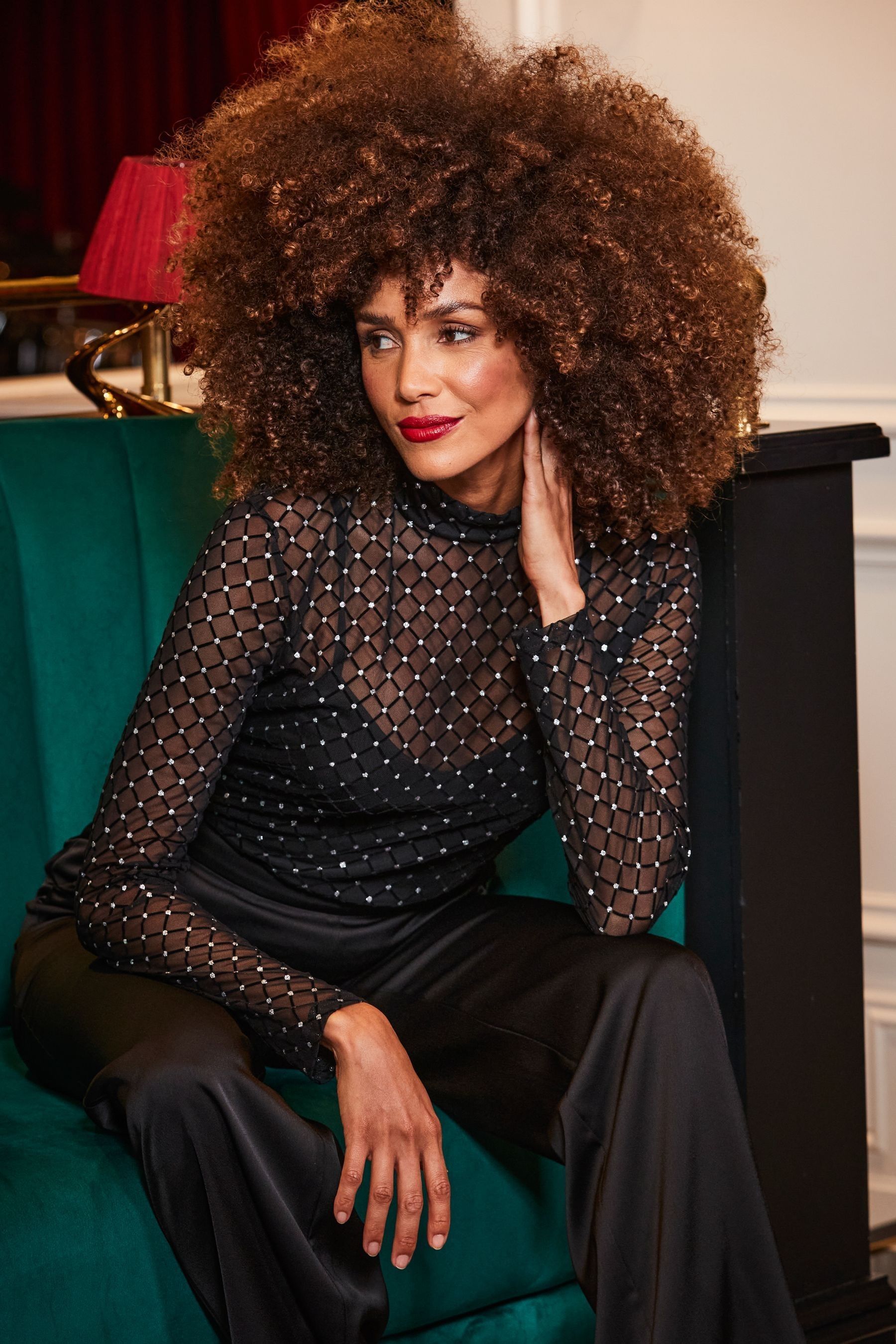 Long sleeve sparkly mesh top sales