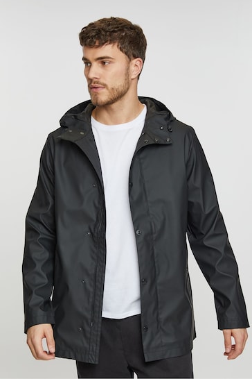 Threadbare Black Lightweight Showerproof Hooded Jacket