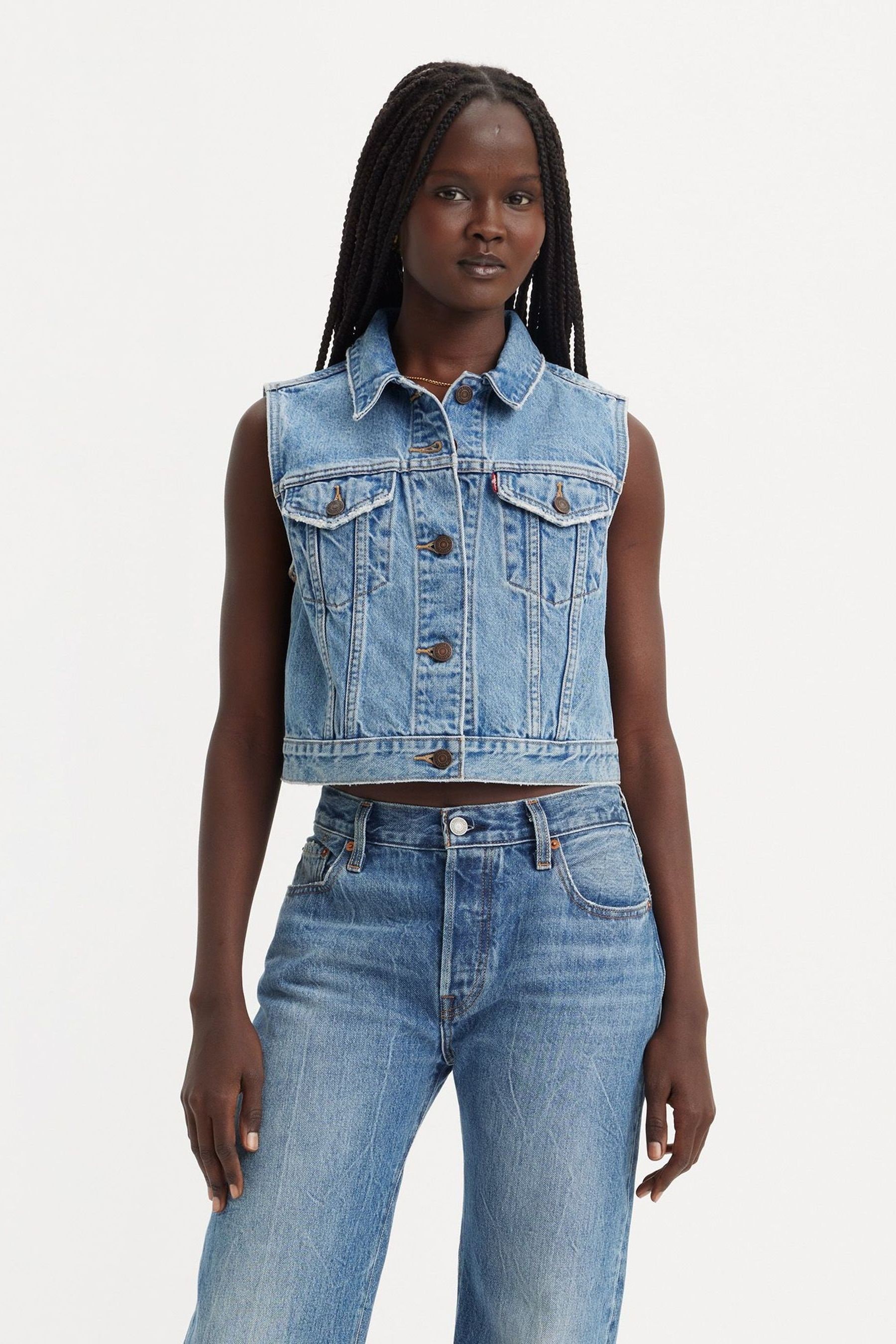 Levi's jean vest womens deals