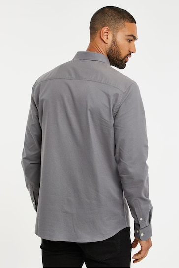 Threadbare Grey Oxford Cotton Long Sleeve Shirt