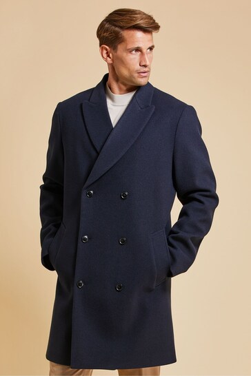 Threadbare Blue Double Breasted Tailored Coat