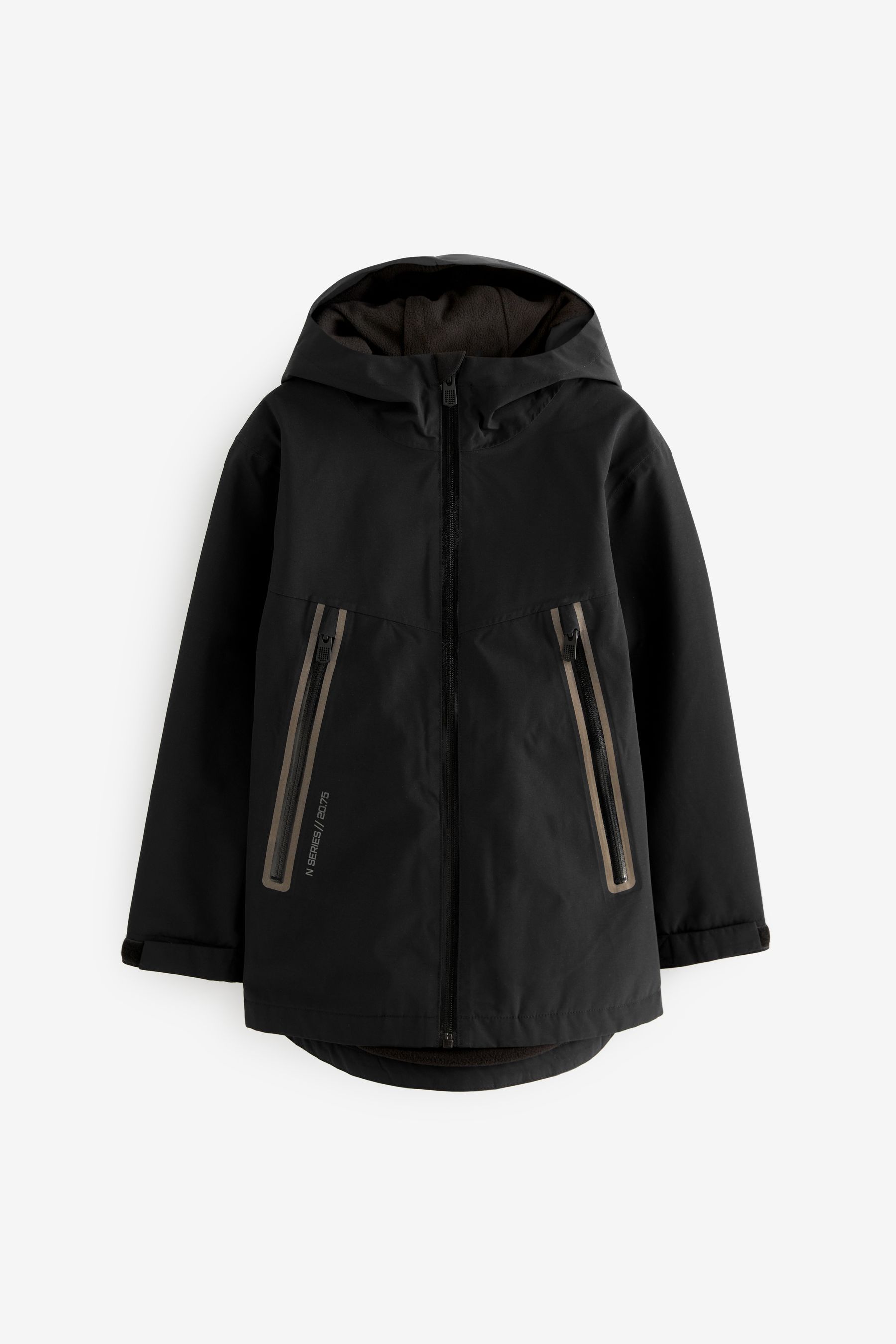 Buy Black Waterproof Fleece Hooded Lined Coat 3 17yrs from the Next UK online shop