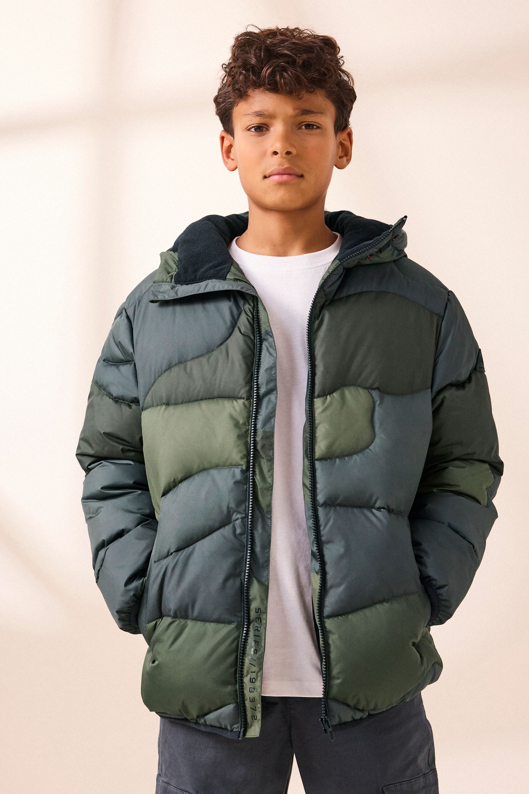 Khaki Quilted Puffer Jacket 3 16yrs