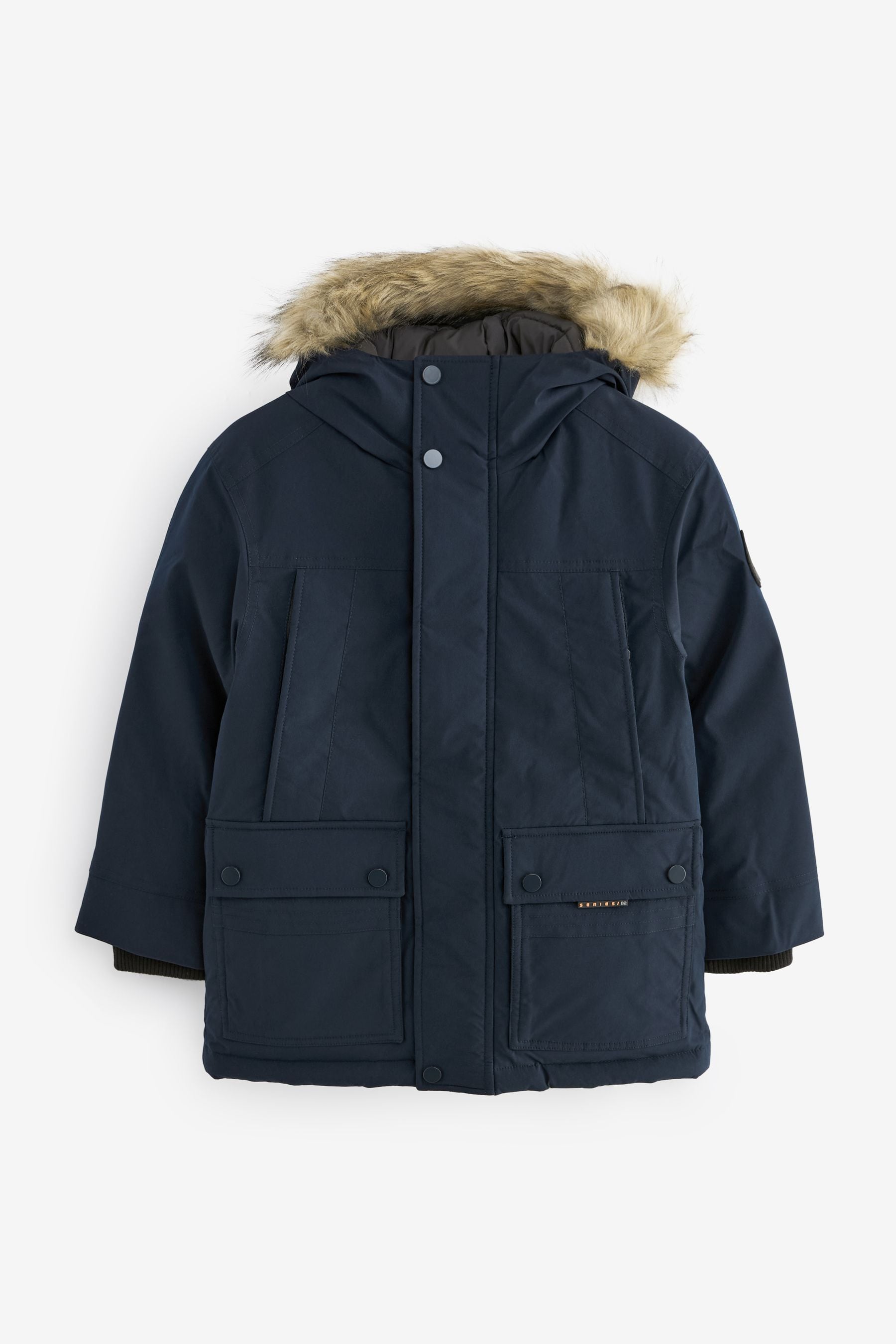 Blue parka coat with fur hood online