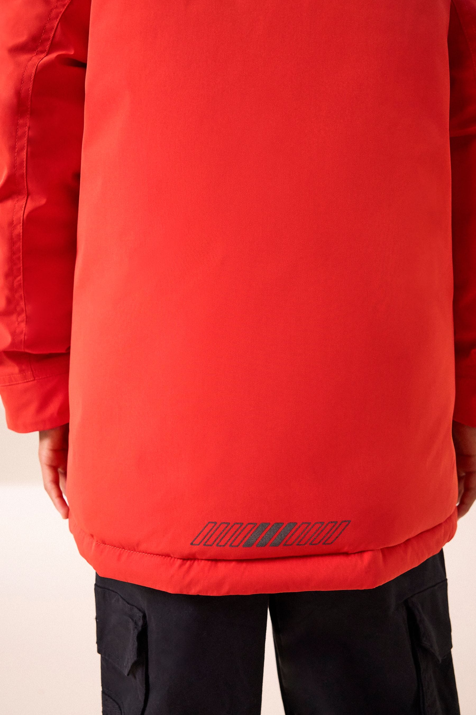 Bright red faux fur trim parka coat sale
