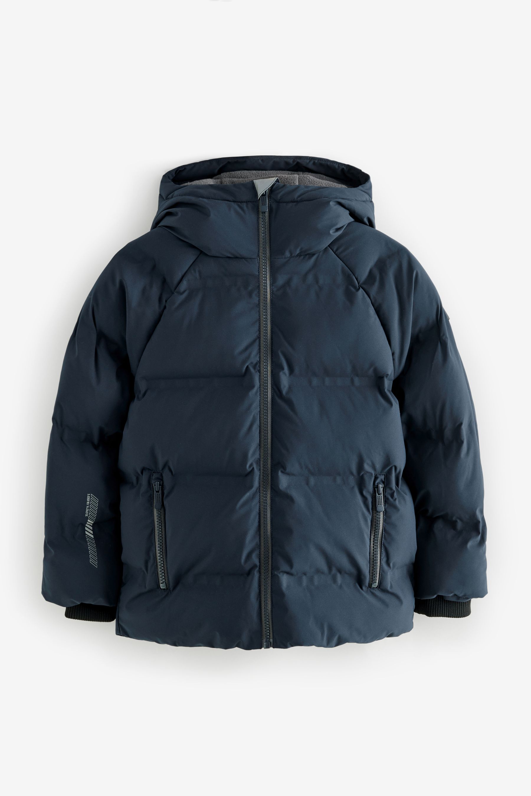Navy Fleece Lined Hooded Padded Puffer Jacket 3 17yrs