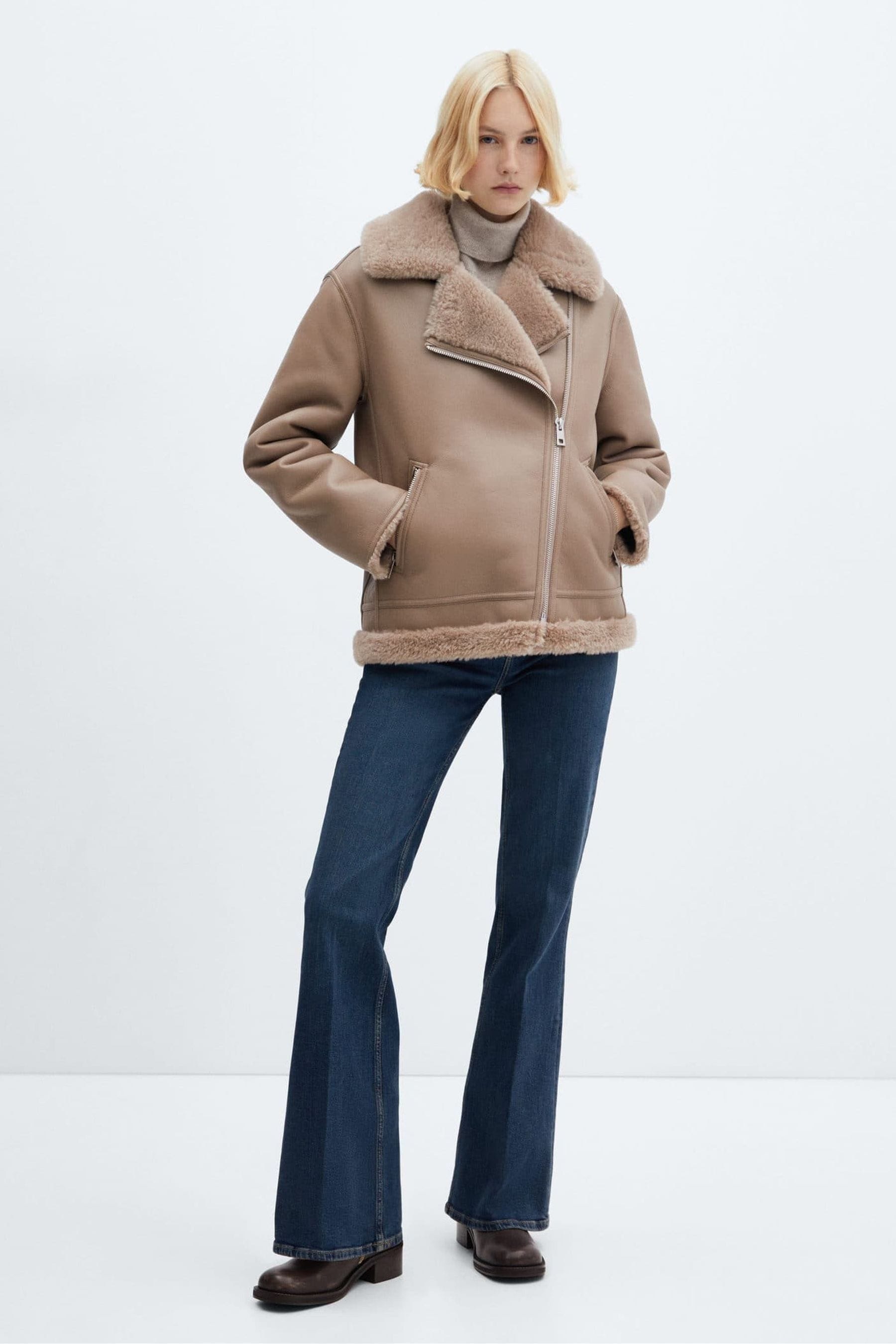 Faux shearling 2025 lined coat