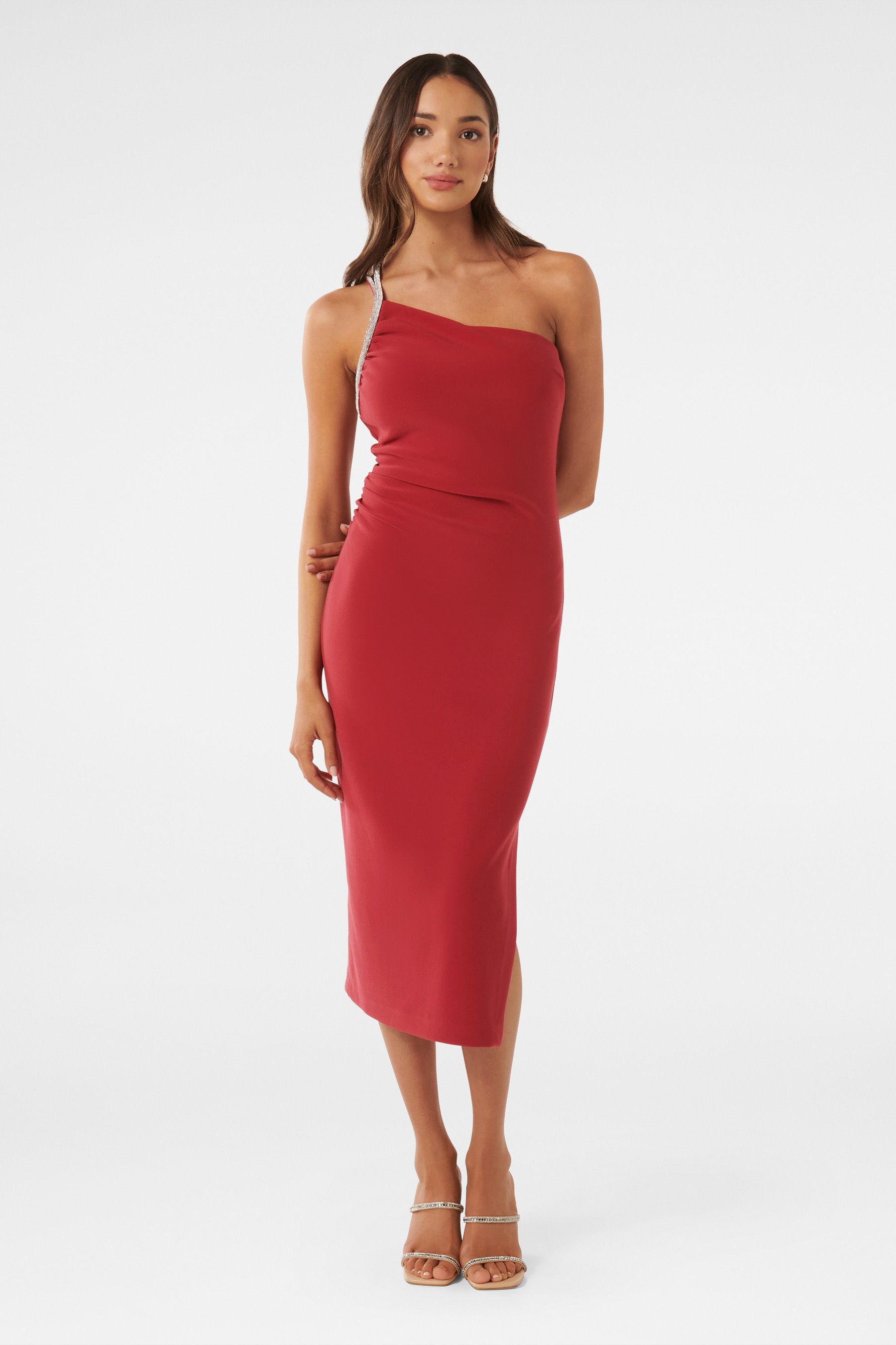 Red petite midi dress clearance