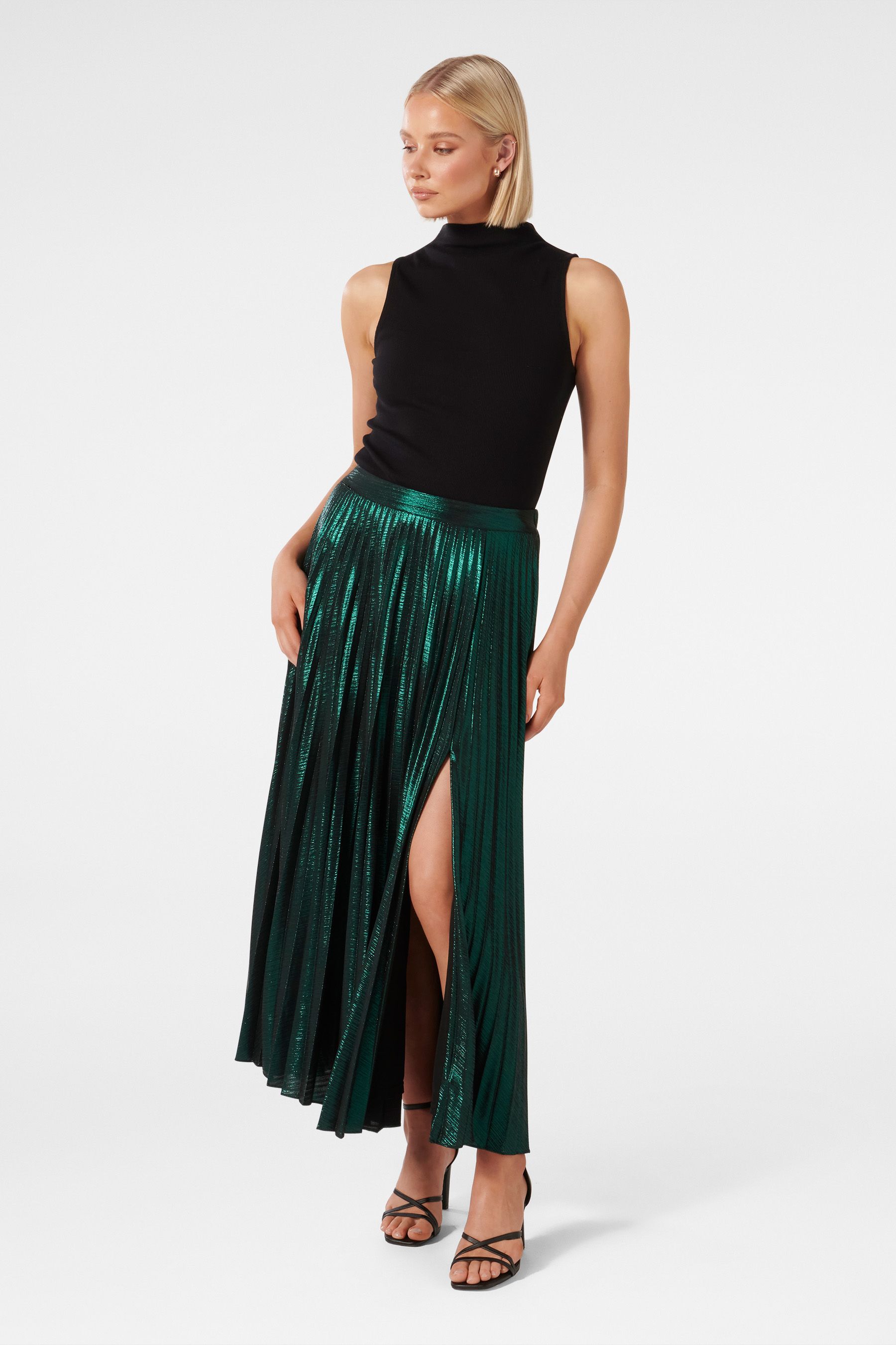Green pleated deals maxi skirt uk