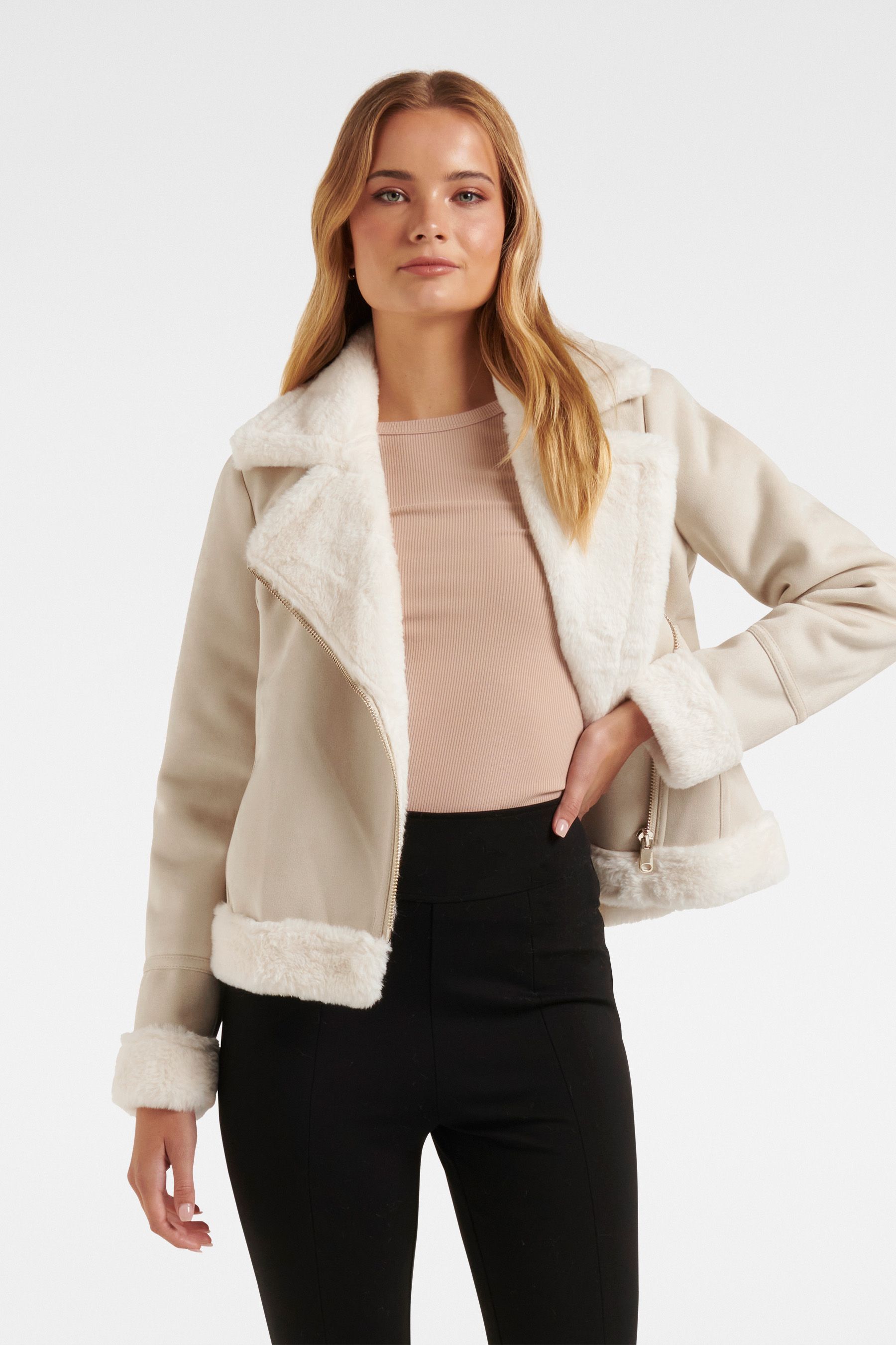 Buy Forever New Cream Houston Aviator Jacket from the Next UK