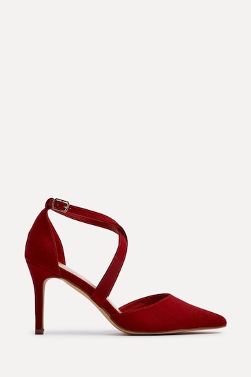 Linzi Red Runway Stiletto Court Heels With Crossover Front Strap