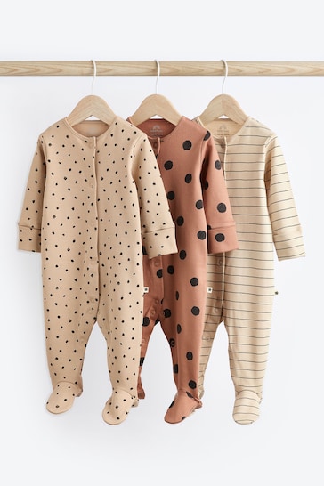 Neutral Baby 100% Cotton Sleepsuits 3 Pack (0mths-2yrs)