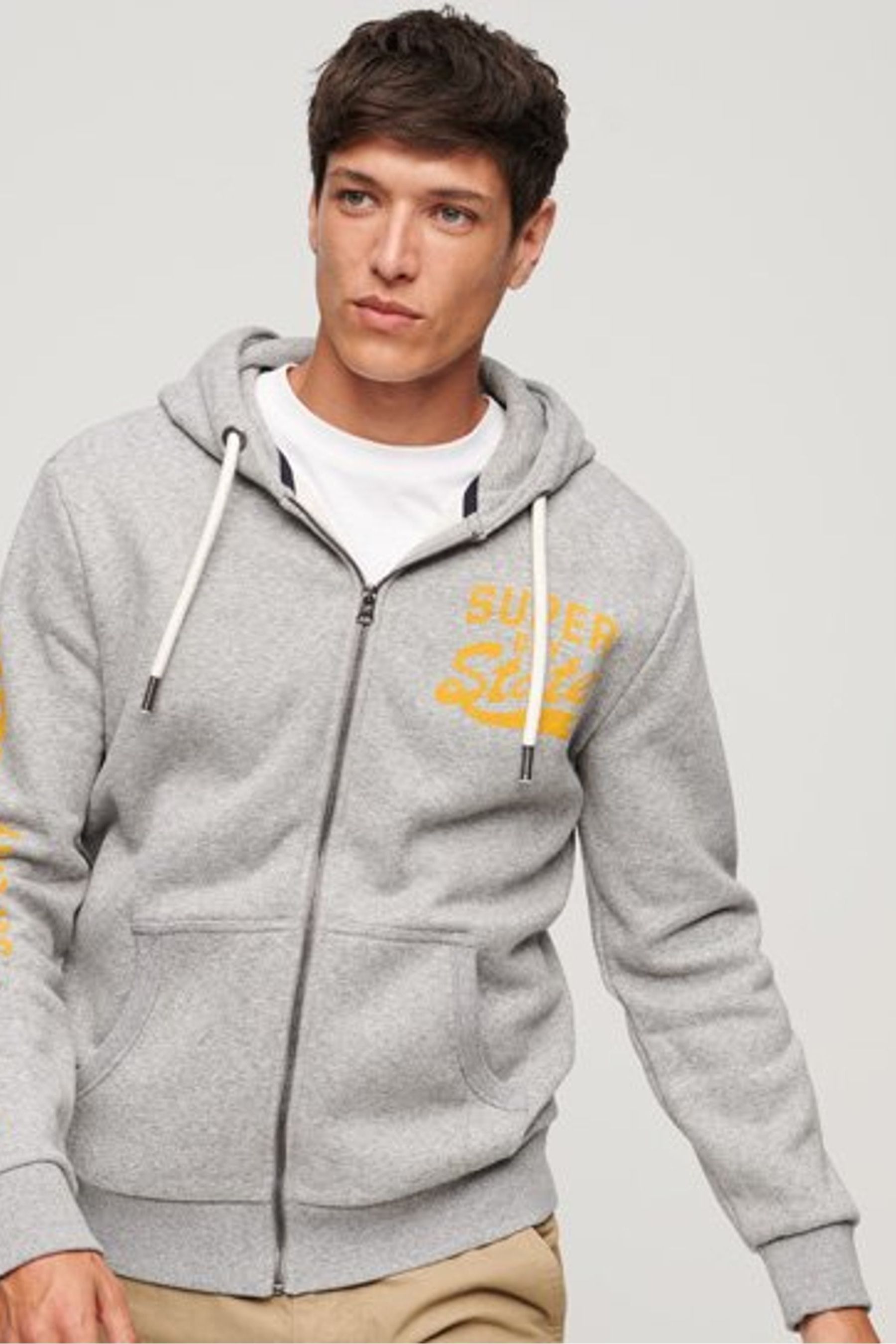 Buy Superdry Grey White Athletic College Graphic Zip Up Hoodie from the Next UK online shop