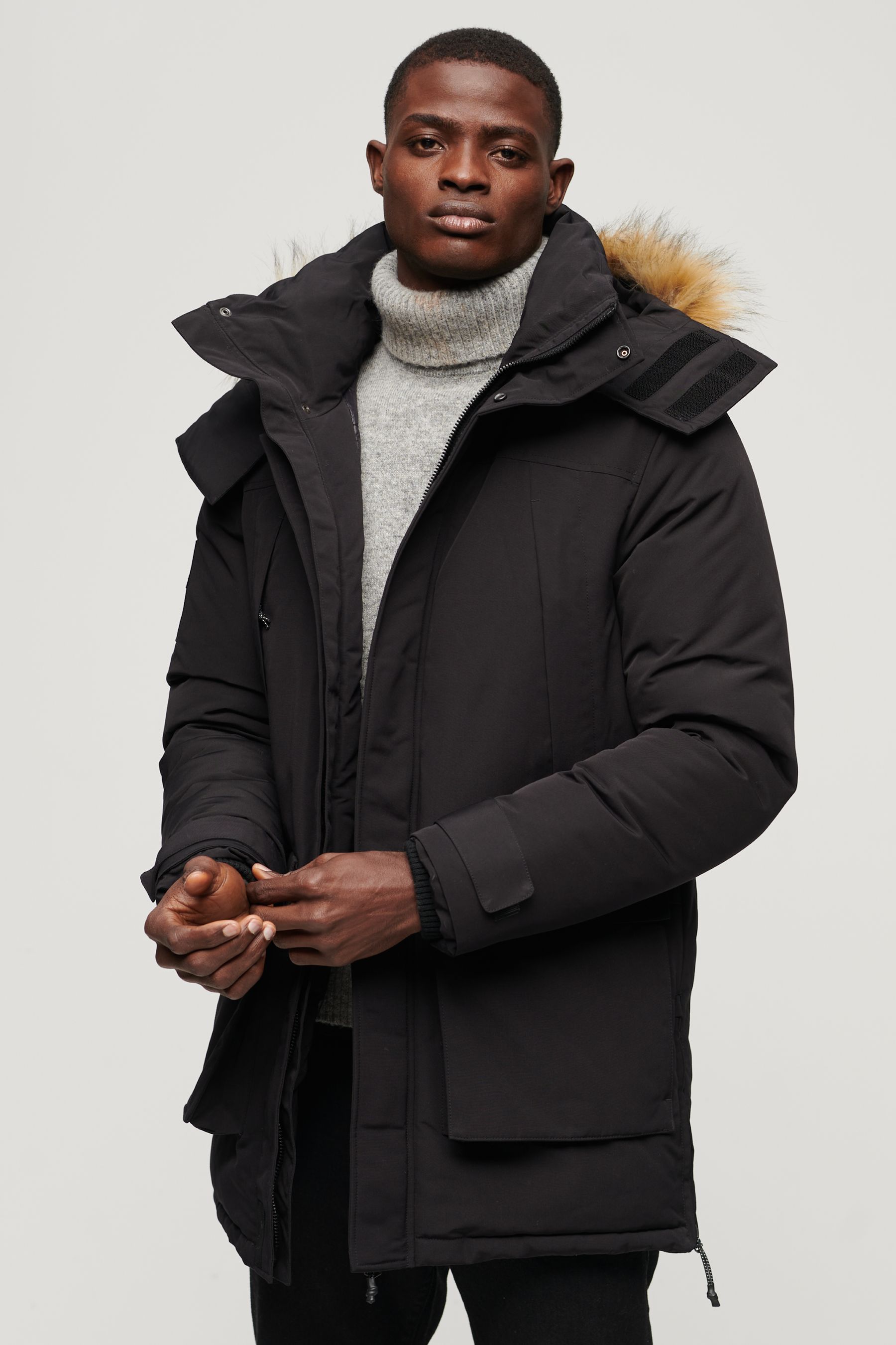 Superdry dark elements new arrivals hooded parka jacket