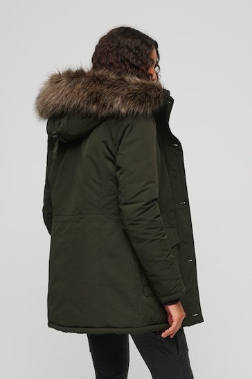 Superdry Green Everest Faux Fur Hooded Parka Coat